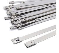 Fascette Metalliche Lunghe 500 x 7.9 mm, Acciaio Inox Autobloccanti, Elettricista D'argento Resistenti - Resistenza Alla Tensione 120kg, Per Recinzione 30 Pezzi