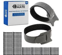 Fascette Nylon Riutilizzabili per Organizzazione Cavi, 50 pz, L. 15 x H. 1,2 cm, Nero, in Nylon, Robusta Cinghia a Strappo, Fascetta Fermacavi Riutilizzabile, Fascette riutilizzabili