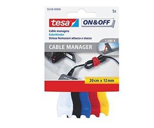FASCETTE ON&OFF TESA PER CAVI COLORI ASSORTITI 5 PZ 12MMX20CM PRATICHE VEL55236