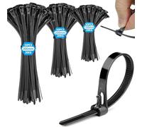Fascette Plastica Nere Riutilizzabili 150 Pezzi,150/200/300mm Fascette Elettricista, Resistente Allatemperature, Resistenza alla Rottura 20 kg per Cable Management,Fili,Giardinaggio