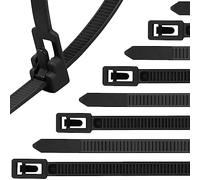 Fascette Plastica Riutilizzabili 150 mm x 4,8mm, 100 Pezzi Fascette Plastica Piccole Nere, Fascette Elettricista Corte, Fascette per Cavi PC