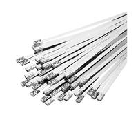 Fascette stringicavo in acciaio inossidabile, 100 pezzi, larghezza 4,6 mm, larghezza 100-1000 mm, in acciaio inox 304, multiuso, fascette di bloccaggio rivestite (4,6 x 450 mm)