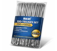 Fascette stringicavo in acciaio inox, 100 pezzi, 200 x 4,6 mm, fascette in metallo, extra forti, antiruggine, resistenti al calore, per la gestione dei cavi, recinzioni, nastro di protezione dal