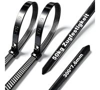 Fascette stringicavo riutilizzabili, nere, 300-600 mm x 7,6 mm allargate (20 pezzi), in nylon, resistenti ai raggi UV, regolabili, per casa, giardino, installazione elettrica, gestione dei cavi