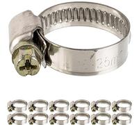 Fascette stringitubo con vite senza fine, 12 pz, campo di serraggio Ø 16-25 mm, per tubi flessibili da 3/4", acciaio W2, incavo a croce 7, larghezza di banda 9 mm, per il fissaggio di lavatrici