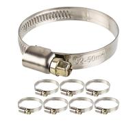 Fascette stringitubo con vite senza fine, 8 pz, campo di serraggio Ø 32-50 mm, per tubi da 1 1/2", Acciaio inox W2, incavo a croce 7, larghezza banda 9 mm, fissaggio lavatrici, attacco lavastoviglie