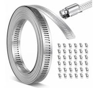 Fascette stringitubo da 15 m, in acciaio inox 304, con 36 pezzi di | Fascetta stringitubo per tubi dell'acqua, serbatoio, radiatore, auto, lavatrice