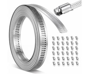 Fascette stringitubo da 15 m, in acciaio inox 304, con 36 pezzi di | Fascetta stringitubo per tubi dell'acqua, serbatoio, radiatore, auto, lavatrice