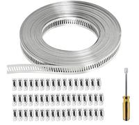 Fascette stringitubo da 20 m, in acciaio inox 304, regolabili, con morsetto a vite, 50 pezzi, per tubo dell'acqua, serbatoio, tubo del gas, radiatore, tubazione automobilistica