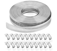 Fascette stringitubo da 20 piedi, cinghia metallica + 20 elementi di fissaggio, fascette stringitubo in acciaio inossidabile tagliate su misura, regolabili, grandi, a vite senza fine