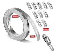 Fascette stringitubo da 3,5 M in acciaio inossidabile, fascette stringitubo per tubo del gas acqua/automobilistico/set di fascette stringitubo per tubo del vuoto, con 10 fascette a vite