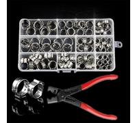 Fascette stringitubo in acciaio inox 304 per tubi a parete sottile, set di morsetti a crimpare singolo con pinze, 100 pezzi, dimensioni assortite 5,3-15,3 mm