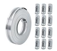 Fascette stringitubo in acciaio inox, 6 metri, con 12 elementi di fissaggio, fascette stringitubo regolabile, set di fascette stringitubo in metallo, per tubi dell'acqua, tubi, cavi, automobili