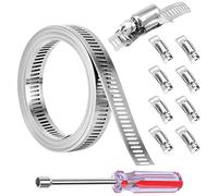 Fascette Stringitubo Regolabile, Lunghezza 2.5m Acciaio Inox, Larghezza 12.7mm Fascetta in Metallo, con Fissaggio Per il Collegamento di Tubi Tubazioni Cavi