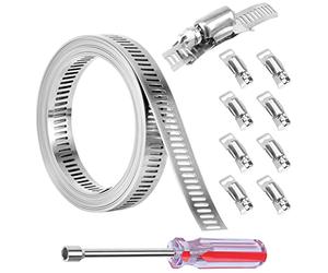 Fascette Stringitubo Regolabile, Lunghezza 2.5m Acciaio Inox, Larghezza 12.7mm Fascetta in Metallo, con Fissaggio Per il Collegamento di Tubi Tubazioni Cavi