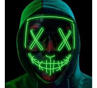 FASCHINFEVER Maschera illuminata a LED, a tema film “La notte del giudizio”, controllabile, adatta per Halloween e carnevale, unisex (LED verde)