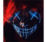 FASCHINFEVER Maschera illuminata a LED blu, a tema film “La notte del giudizio”, controllabile, adatta per Halloween e carnevale, unisex