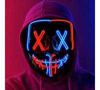 Faschinfever - Maschera luminosa a LED a tema film “La notte del giudizio”, regolabile, ideale per Halloween e carnevale, unisex (colori assortiti)