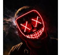 Faschinfever - Maschera luminosa a LED a tema film “La notte del giudizio”, regolabile, ideale per Halloween e carnevale, unisex (colori assortiti)