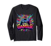 Fasching Karneval Gamer Zocker Level Gaming Controller Party Maglia a Manica
