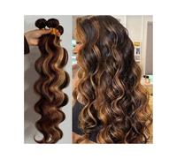 Fasci di capelli 8-32 Inch Body Wave Hair Bundles 3 Pcs Brazilian Human, Highlight P4/27 Honey Brown Remy Extensions(14 14 14)