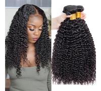 Fasci di capelli Fasci di capelli umani ricci crespi mongoli 1/3/4 pezzi Estensioni dei capelli naturali Topper Capelli umani donna Extension Capelli (Size : 25%, Color : REMY HAIR_24 24 24)