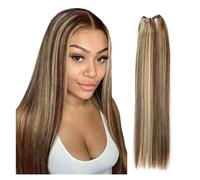 Fasci di capelli Fasci di tessuto brasiliano for capelli lisci 14"-28" rapporto altezza estensioni dei capelli Remy 100 g/pz Extension Capelli (Size : 3Pcs/Lot, Color : P4-613_22INCHES)