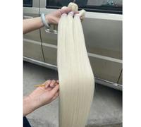 Fasci di capelli lisci da salone Estensioni di capelli naturali Fibre finte Capelli lisci sintetici Trama completa super lunga all'estremità-Bianco-75 cm-30 pollici-1 PC
