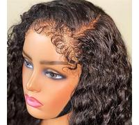 Fasci di capelli ricci a onda d'acqua 3 pacchi con chiusura frontale in pizzo 100% capelli umani Remy estensioni per parrucchiere(13" x 4",20 22 24 with18)