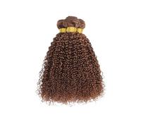 Fasci di capelli ricci crespi, estensioni di capelli umani Remy marroni da 3 pezzi Quick Weave(Light brown,22 22 22)