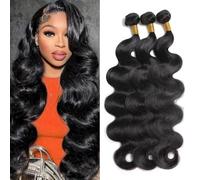 Fasci di capelli umani 12A ondulati corpo 55 55 cm 100% non trattati vergini da cucire in extension di capelli a doppia trama 1B nero naturale possono essere tinti e decolorati