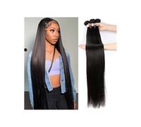 Fasci di capelli umani, 3 pacchi di capelli lisci lunghi da 10 a 32 pollici, umani color osso(26inch)