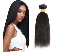 Fasci di capelli umani brasiliani Estensione dei capelli Yaki Fasci di capelli umani Fasci di capelli lisci stravaganti Human Hair Bundles 14 Inch Hair Extension Naturale Colore Nero (95g +/-5g)/pc