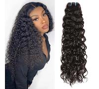 Fasci di capelli umani con onde profonde, fasci di onde d'acqua da 40,6 cm, brasiliani 12A, 100% vergini non trattati, bagnati e ondulati, doppia trama, tessitura riccia profonda, nero naturale