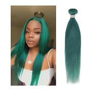 Fasci di capelli umani Fasci di capelli intrecciati verdi Fasci di capelli umani lisci brasiliani da 8 a 26 pollici Tessuto for capelli for donne nere extension capelli veri tessitura(Size:24inches)