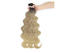 Fasci di capelli umani, Pacchetti di capelli ondulati brasiliani, extension sintetici naturali e morbidi, colorati spessi(Brownish gold)
