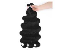 Fasci di capelli umani, Pacchetti di capelli ondulati brasiliani, extension sintetici naturali e morbidi, colorati spessi(Black)