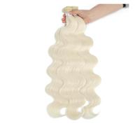 Fasci di capelli umani, Pacchetti di capelli ondulati brasiliani, extension sintetici naturali e morbidi, colorati spessi(White)