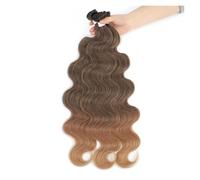 Fasci di capelli umani, Pacchetti di capelli ondulati brasiliani, extension sintetici naturali e morbidi, colorati spessi(Light brown)
