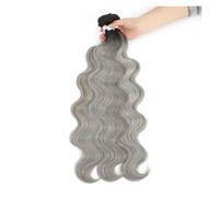 Fasci di capelli umani, Pacchetti di capelli ondulati brasiliani, extension sintetici naturali e morbidi, colorati spessi(Gray)