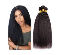 Fasci di capelli umani Pacchetti di capelli umani a doppia trama brasiliani crespi lisci 1/3/4 pacchetti estensioni di capelli Remy Extension per capelli(14inches)