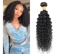 fasci di capelli umani ricci 12A fasci di capelli umani crespi non trattati al 100% capelli umani morbidi e spessi possono essere tinti fasci di onde ricci colore nero naturale 95-100 g/fascio 35 cm