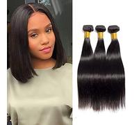 Fasci di capelli veri, brasiliani, capelli umani, brasiliani, capelli naturali, non processati, Remy Smooth Extension Silky Straight Hair Bundles 16 18 20 pollici, nero naturale