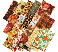 Fasci di tessuto trapuntato in cotone 25x25 cm, patchwork quadrato di zucca autunnale e girasole da 70 pezzi