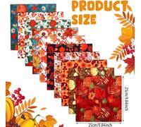 Fasci di tessuto trapuntato in cotone 25x25 cm, patchwork quadrato di zucca autunnale e girasole da 70 pezzi