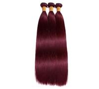 Fasci lisci bordeaux # 99J Estensioni dei capelli umani vergini non trattati rosso vino for donna 90 grammi for pacchetto 3 pacchi Wear and Go(26inch)