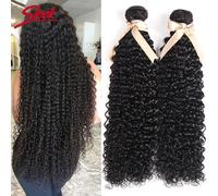 Fasci ricci crespi indiani tessitura dei capelli umani colore naturale 1//3/4 pacchi affare estensioni dei capelli umani ricci Jerry all'ingrosso