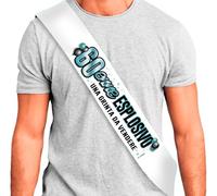 FASCIA 60 ANNI BLU - Fascia Compleanno 60enne ESPLOSIVO | UNA GRINTA DA VENDERE - Fascia Divertente e Scherzosa - Gadget Compleanno 60 Anni - Regalo Originale Uomo Donna