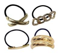 Fascia a coda di cavallo dorata, con chiusura per capelli dorata, 4 pezzi, per coda di cavallo, fascia a coda di cavallo, cravatta in metallo, supporti per coda di cavallo