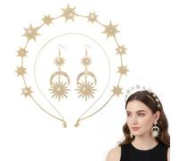 Fascia a forma di stella, corona con sole con 2 orecchini, cerchietto a stelle, per donne e ragazze, cosplay, accessorio per la dea, carnevale, Natale